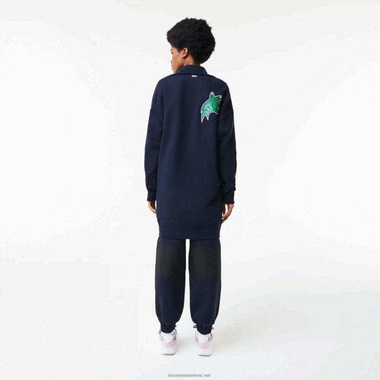 Lacoste oversized polojurk met rits aan de hals 0828H2492 marineblauw 166 vrouwen