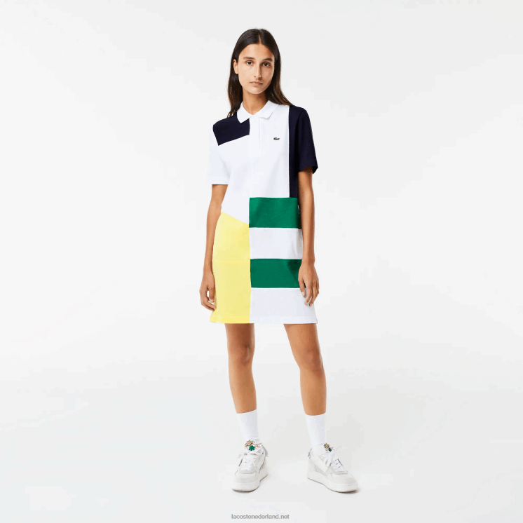 Lacoste patchwork piqué polojurk 0828H2519 witte sbh vrouwen
