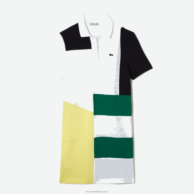 Lacoste patchwork piqué polojurk 0828H2519 witte sbh vrouwen