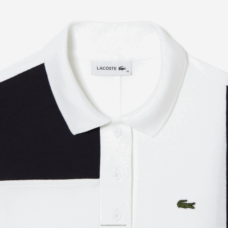 Lacoste patchwork piqué polojurk 0828H2519 witte sbh vrouwen
