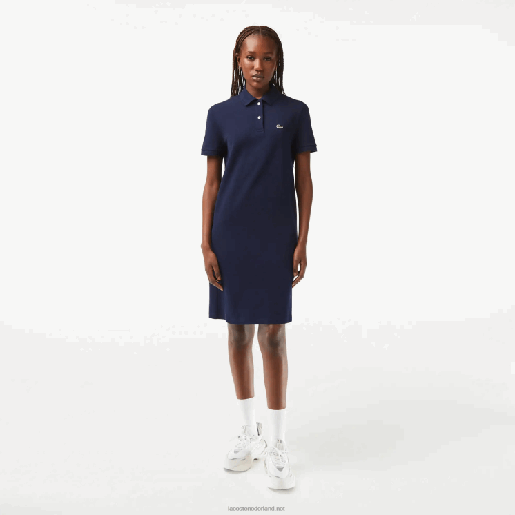 Lacoste piqué gebreide polojurk 0828H2361 marineblauw 166 vrouwen