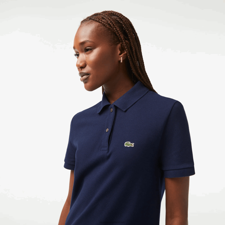 Lacoste piqué gebreide polojurk 0828H2361 marineblauw 166 vrouwen