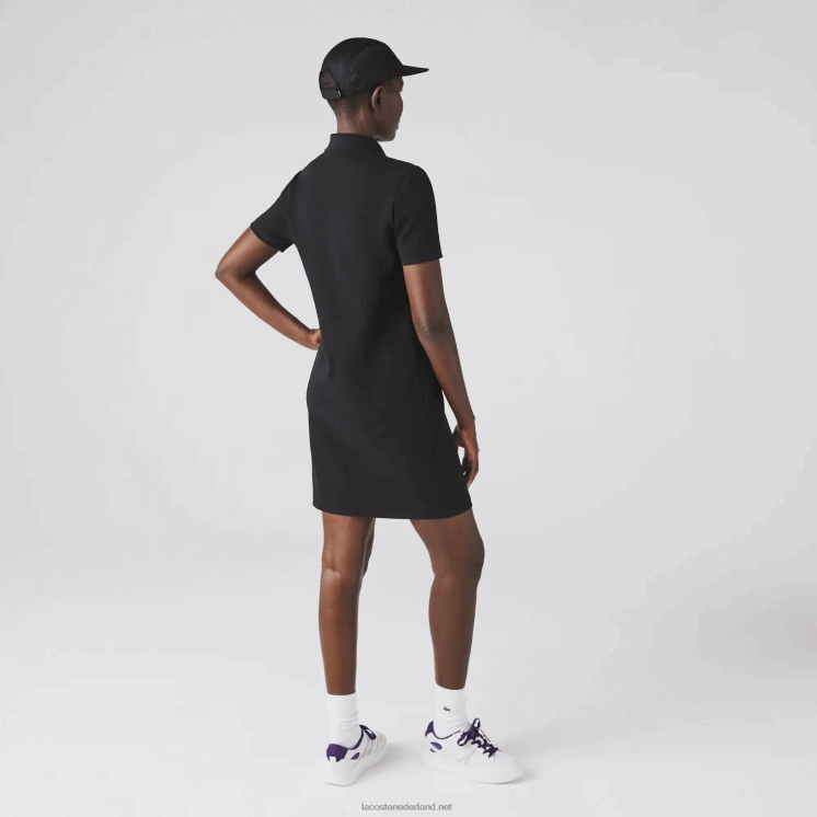 Lacoste piqué polojurk met trompetmouwen 0828H2510 zwart 031 vrouwen