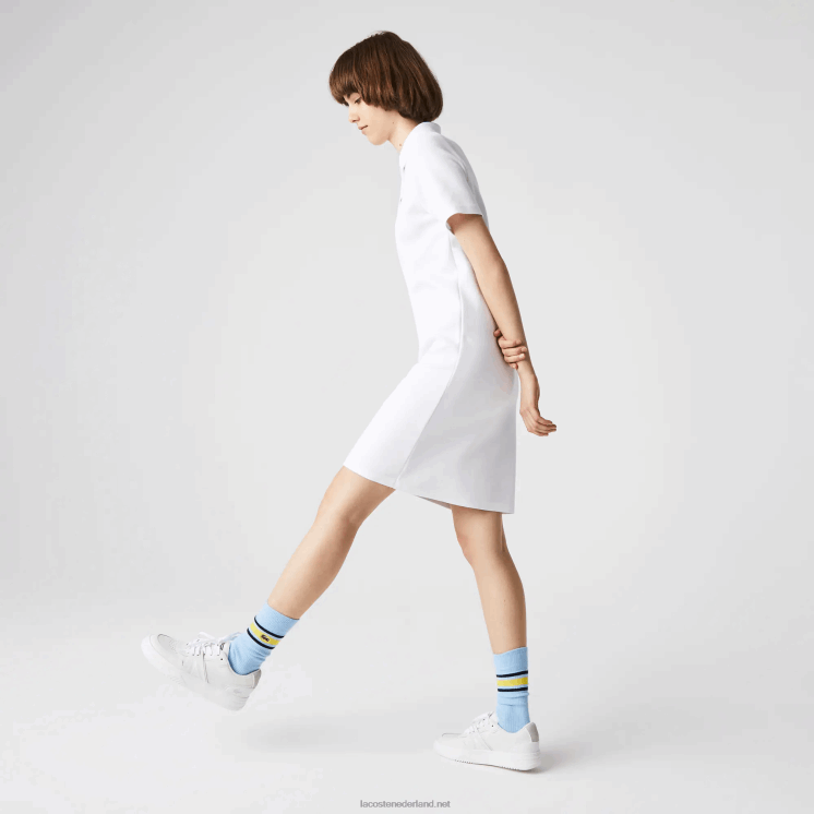 Lacoste piqué polojurk met trompetmouwen 0828H2511 wit 001 vrouwen