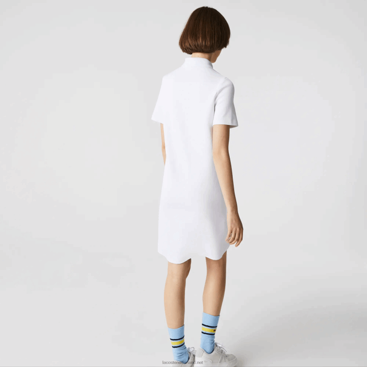 Lacoste piqué polojurk met trompetmouwen 0828H2511 wit 001 vrouwen
