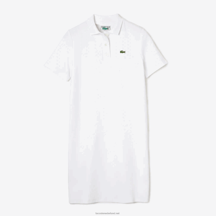 Lacoste piqué polojurk met trompetmouwen 0828H2511 wit 001 vrouwen