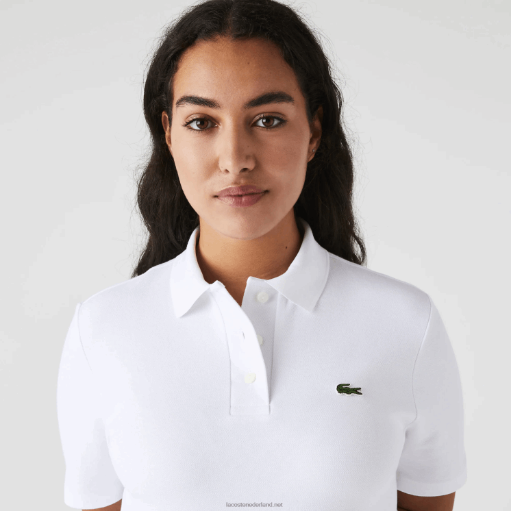 Lacoste piqué polojurk met trompetmouwen 0828H2511 wit 001 vrouwen