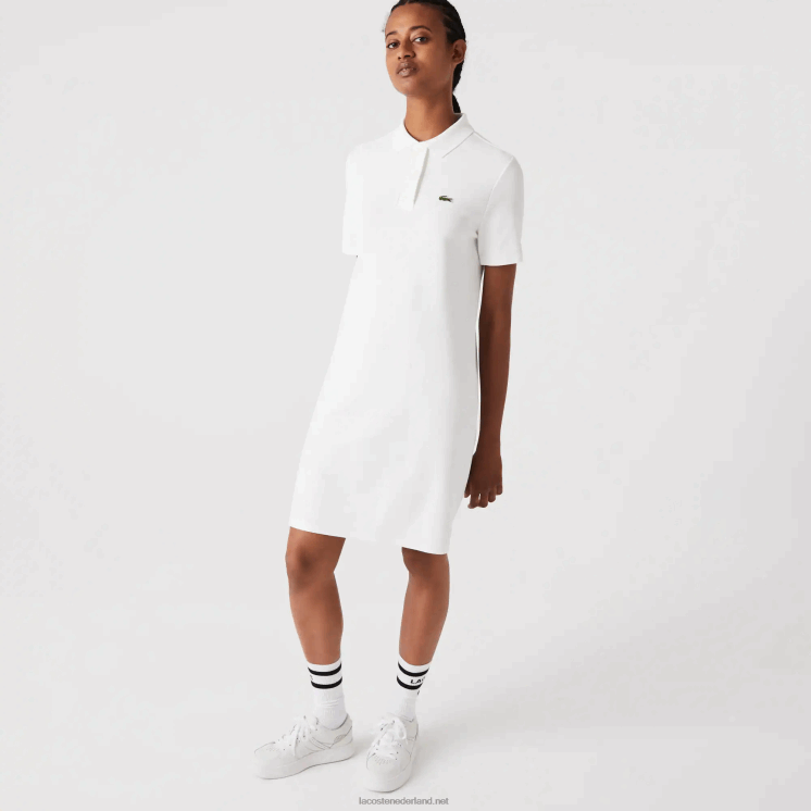 Lacoste piqué polojurk met trompetmouwen 0828H2512 wit 70v vrouwen
