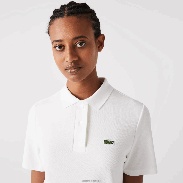 Lacoste piqué polojurk met trompetmouwen 0828H2512 wit 70v vrouwen