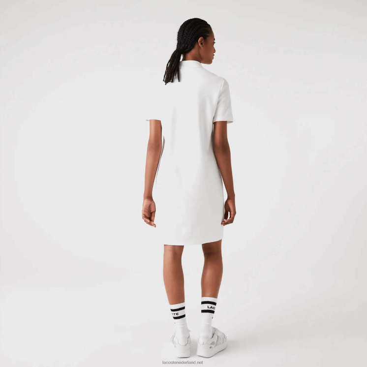 Lacoste piqué polojurk met trompetmouwen 0828H2512 wit 70v vrouwen