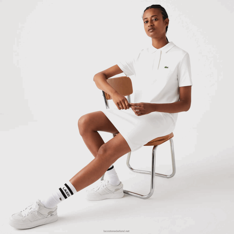 Lacoste piqué polojurk met trompetmouwen 0828H2512 wit 70v vrouwen