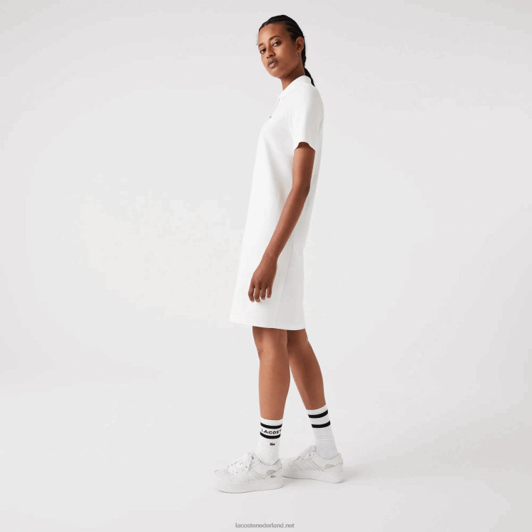 Lacoste piqué polojurk met trompetmouwen 0828H2512 wit 70v vrouwen