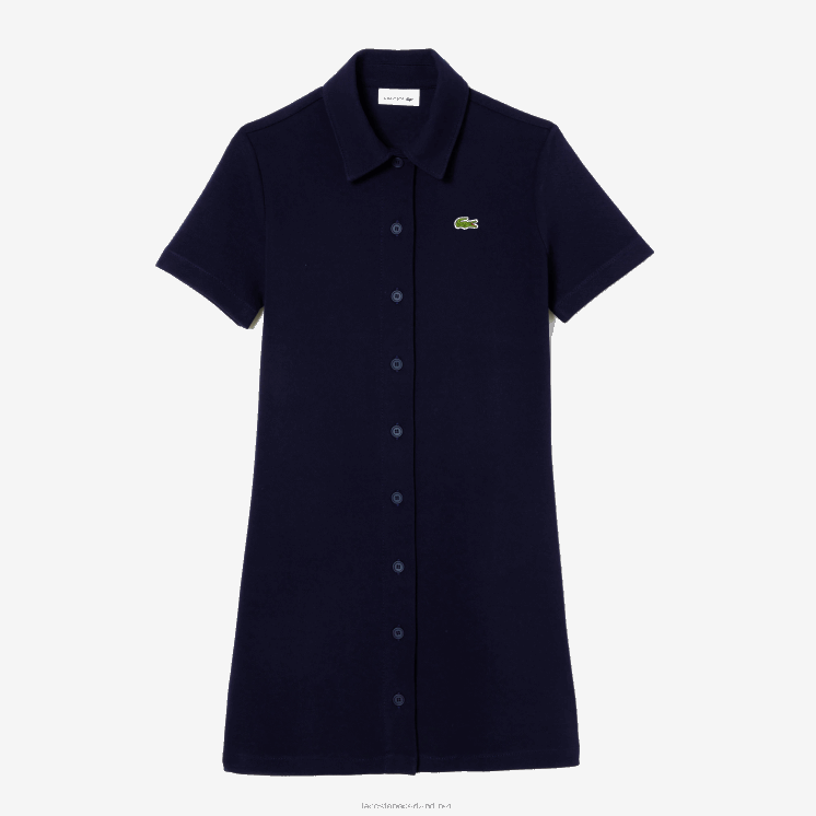 Lacoste polojurk met knopen van biologisch katoen 0828H2379 marineblauw 166 vrouwen