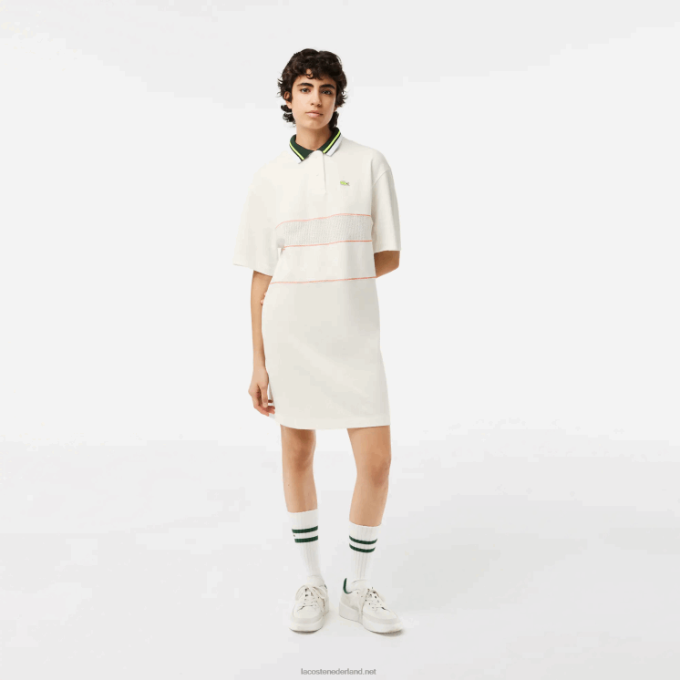 Lacoste polojurk van Frans gemaakte biologische katoen 0828H2376 wit 70v vrouwen