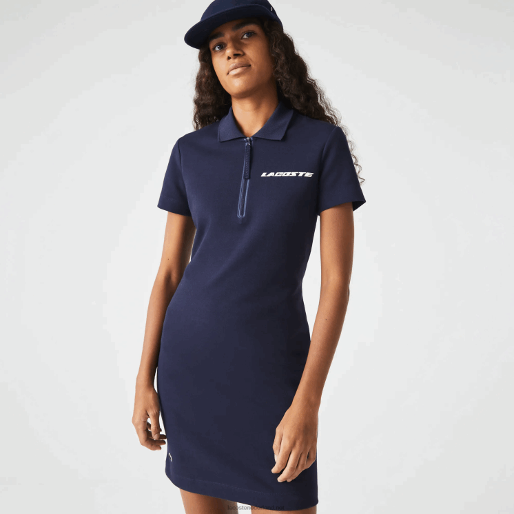 Lacoste polojurk van merkkatoenen jersey 0828H2517 marineblauw 166 vrouwen