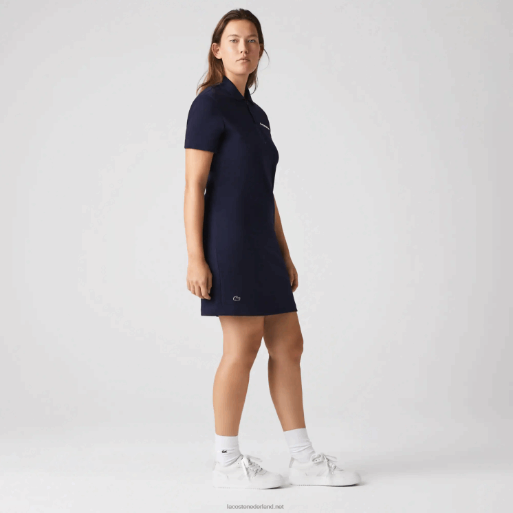 Lacoste polojurk van merkkatoenen jersey 0828H2517 marineblauw 166 vrouwen