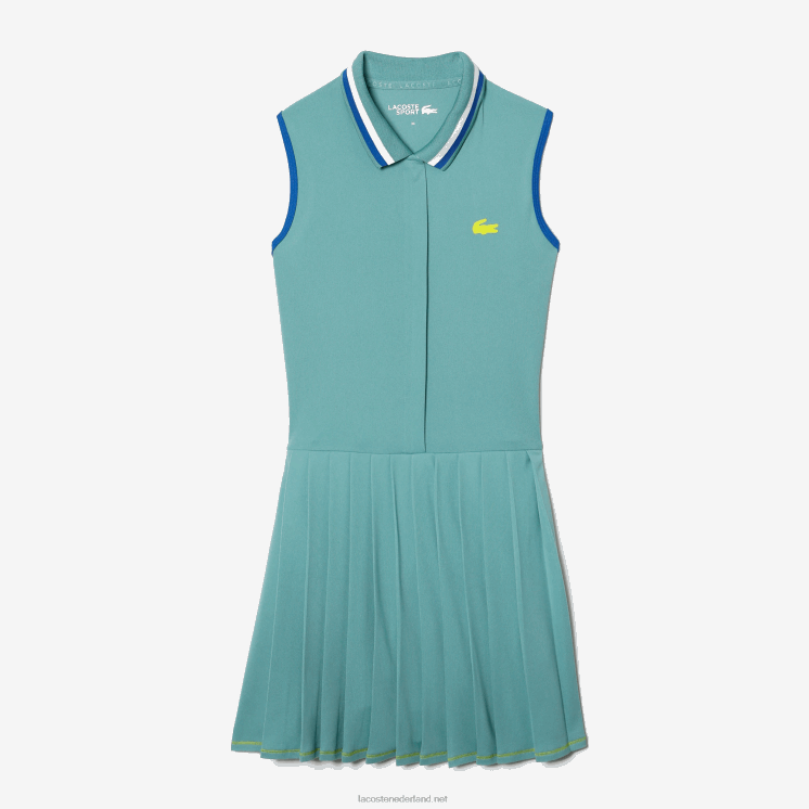 Lacoste sport ingebouwde korte geplooide tennisjurk 0828H2354 lichtgroen qyi vrouwen