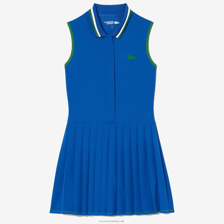Lacoste sport ingebouwde korte geplooide tennisjurk 0828H2356 blauw groene qzi vrouwen