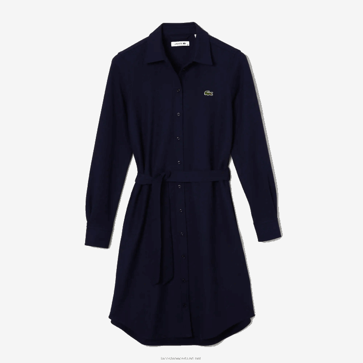 Lacoste verstelbare katoenen piqué polojurk 0828H2491 marineblauw 166 vrouwen