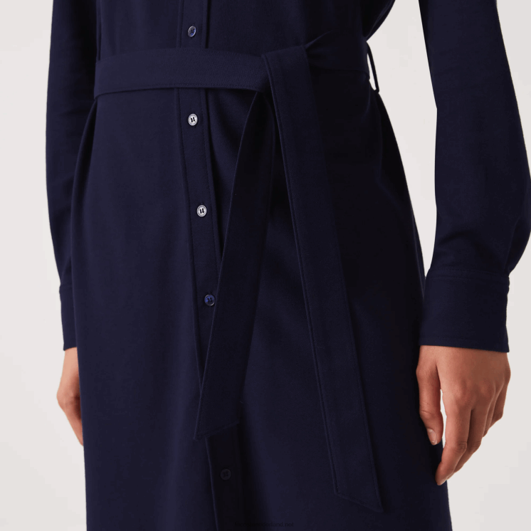 Lacoste verstelbare katoenen piqué polojurk 0828H2491 marineblauw 166 vrouwen
