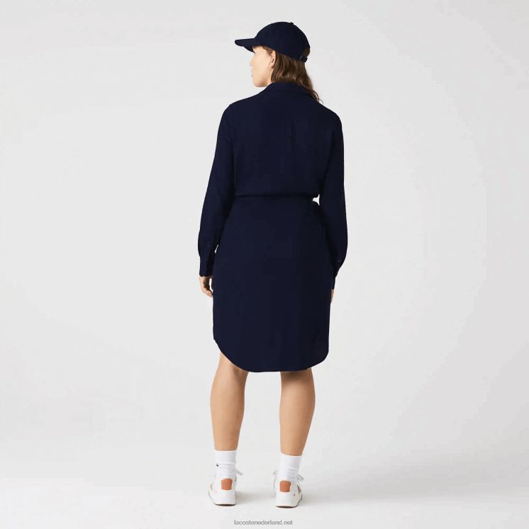 Lacoste verstelbare katoenen piqué polojurk 0828H2491 marineblauw 166 vrouwen