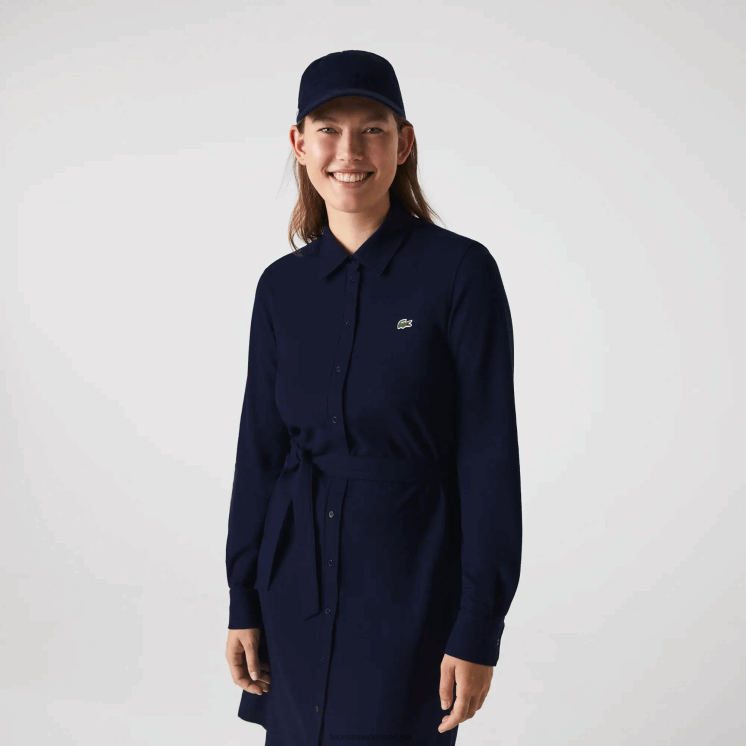 Lacoste verstelbare katoenen piqué polojurk 0828H2491 marineblauw 166 vrouwen