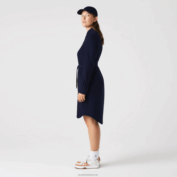 Lacoste verstelbare katoenen piqué polojurk 0828H2491 marineblauw 166 vrouwen