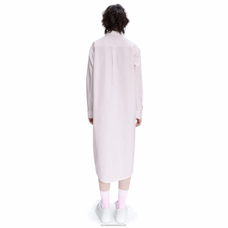 lacoste x a.p.c. gestreepte katoenen overhemdjurk 0828H2520 wit roze m5u vrouwen