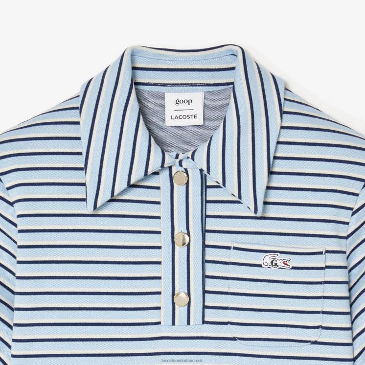 lacoste x goop gestreepte jacquardjurk 0828H2672 marineblauw wit cjr vrouwen