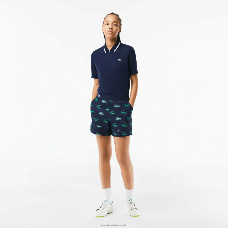 Lacoste golf lichtgewicht bedrukte bermuda's 0828H2447 marineblauw 166 vrouwen