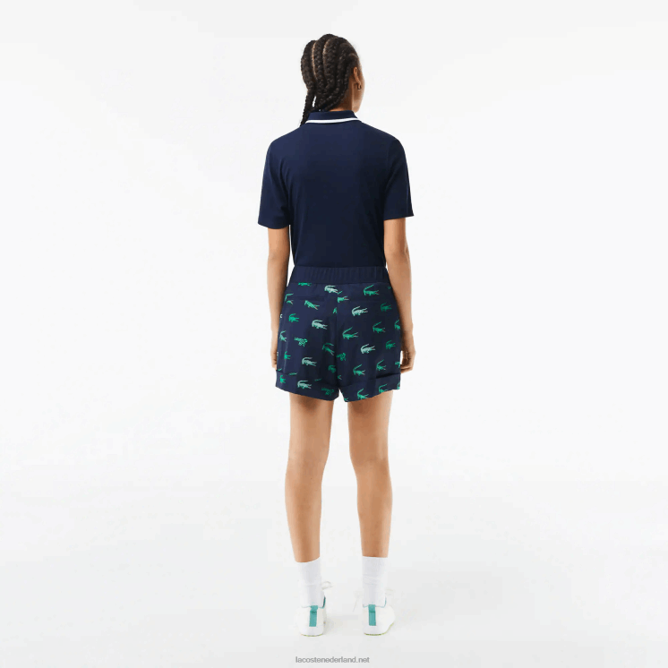Lacoste golf lichtgewicht bedrukte bermuda's 0828H2447 marineblauw 166 vrouwen