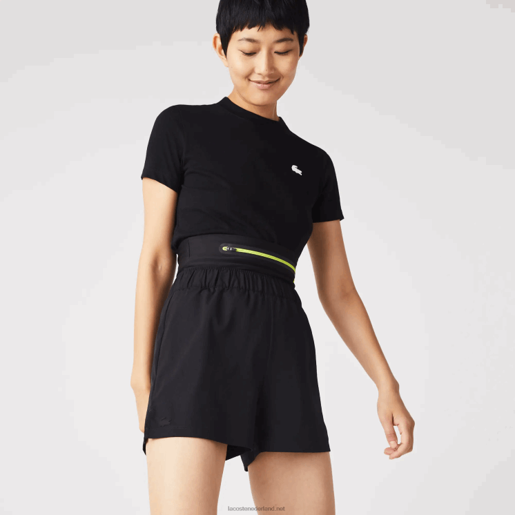 Lacoste korte broek met afneembare riem 0828H2644 zwart c31 vrouwen