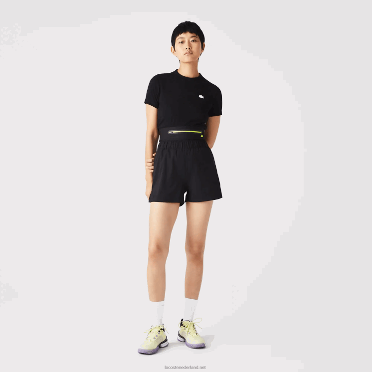 Lacoste korte broek met afneembare riem 0828H2644 zwart c31 vrouwen