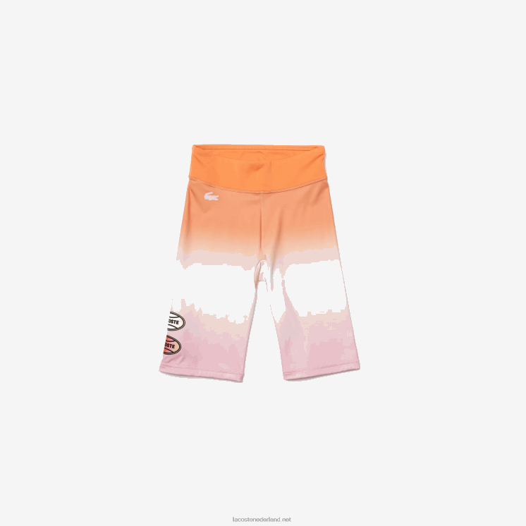 Lacoste sport zomerpak gradiënt fietsbroek 0828H2661 roze wit oranje dfk vrouwen