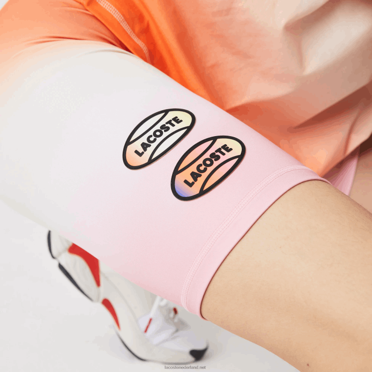 Lacoste sport zomerpak gradiënt fietsbroek 0828H2661 roze wit oranje dfk vrouwen