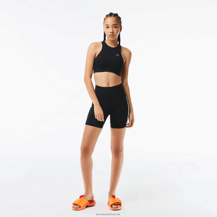 Lacoste sportieve fietsbroek van gerecycled polyester 0828H2456 zwart c31 vrouwen