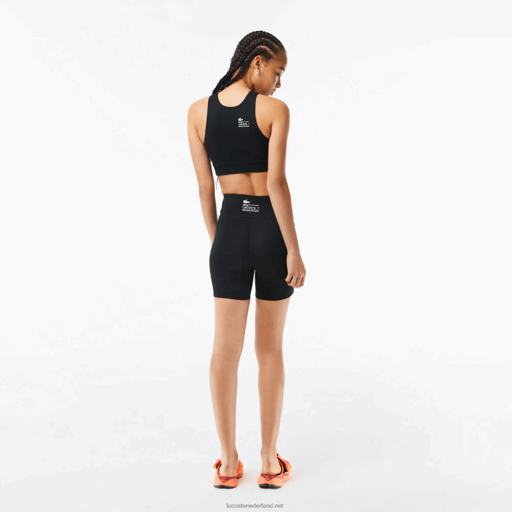 Lacoste sportieve fietsbroek van gerecycled polyester 0828H2456 zwart c31 vrouwen