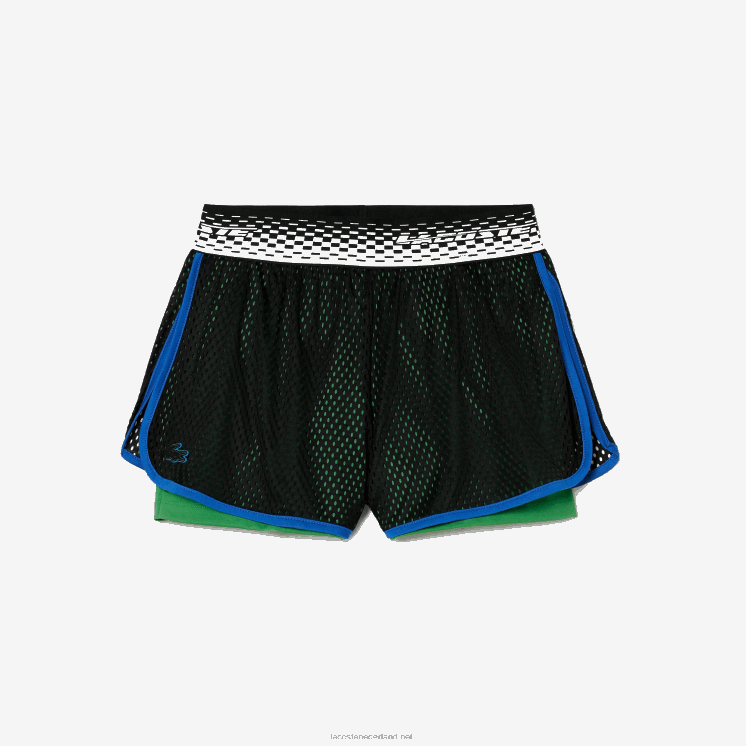 Lacoste tennisshort met ingebouwde onderbroek 0828H2443 zwart groen glv vrouwen