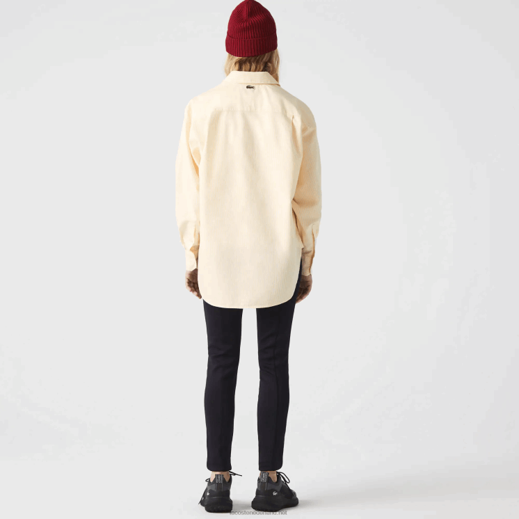 Lacoste Oxford katoenen oversized overhemd 0828H2651 geel wit hhf vrouwen