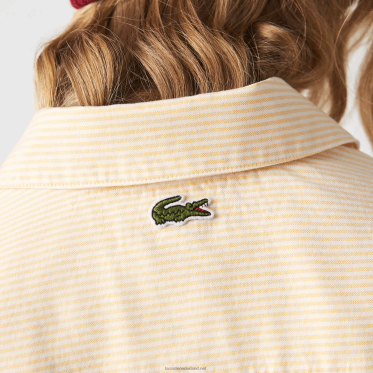 Lacoste Oxford katoenen oversized overhemd 0828H2651 geel wit hhf vrouwen
