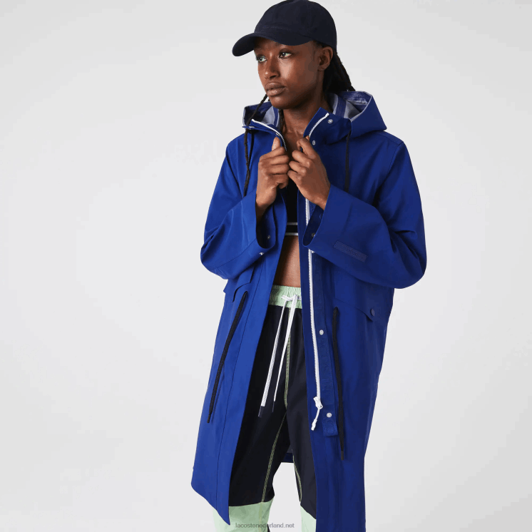 Lacoste lange waterbestendige parka met capuchon 0828H2628 blauwe bdm vrouwen