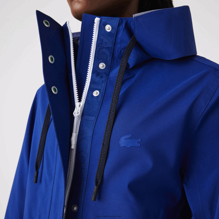 Lacoste lange waterbestendige parka met capuchon 0828H2628 blauwe bdm vrouwen