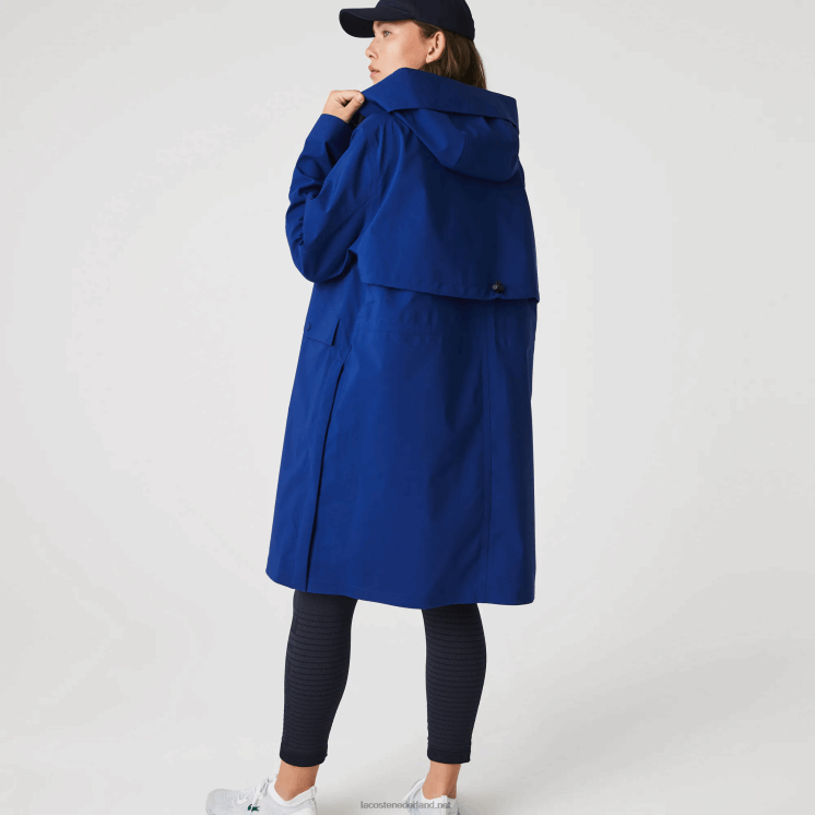 Lacoste lange waterbestendige parka met capuchon 0828H2628 blauwe bdm vrouwen