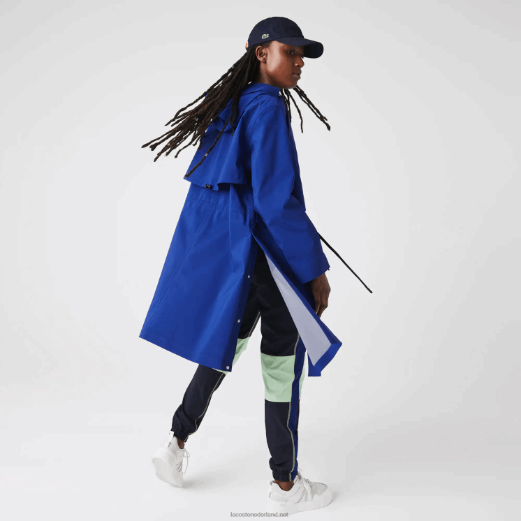 Lacoste lange waterbestendige parka met capuchon 0828H2628 blauwe bdm vrouwen