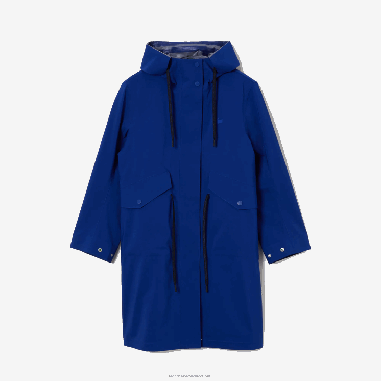 Lacoste lange waterbestendige parka met capuchon 0828H2628 blauwe bdm vrouwen