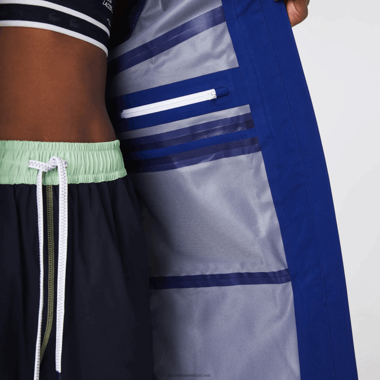 Lacoste lange waterbestendige parka met capuchon 0828H2628 blauwe bdm vrouwen