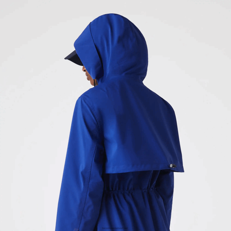 Lacoste lange waterbestendige parka met capuchon 0828H2628 blauwe bdm vrouwen