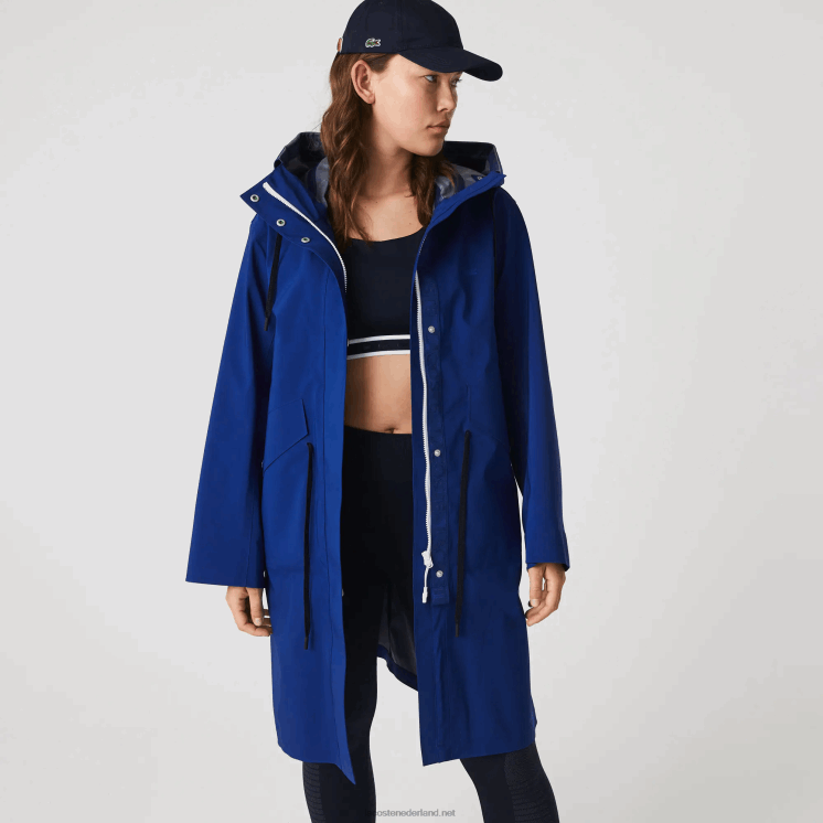 Lacoste lange waterbestendige parka met capuchon 0828H2628 blauwe bdm vrouwen