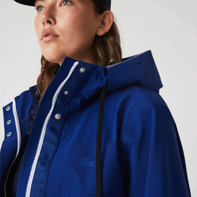 Lacoste lange waterbestendige parka met capuchon 0828H2628 blauwe bdm vrouwen