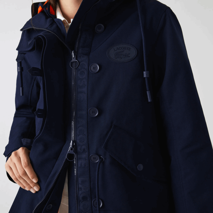 Lacoste waterafstotende 3-in-1 parka 0828H2629 marineblauw oranje pf1 vrouwen